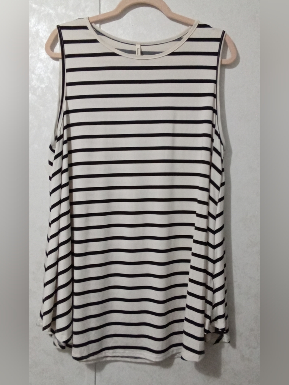 Beeson River White & Navy Horizontal Striped Tank Top - Size 3X